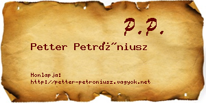 Petter Petróniusz névjegykártya